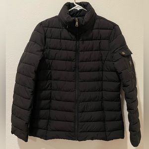 Lauren Ralph Lauren Women's Black Puffer Jacket Arm Pocket Hooded size M RLL